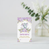 Carte D'accompagnement Baby shower éléphant Roulette florale violet Raffl (Debout devant)
