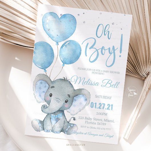 Carte D'accompagnement Baby shower Elephant Safari