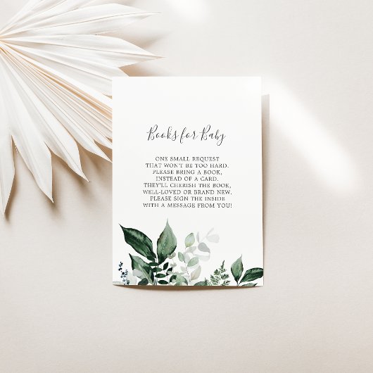 Carte D'accompagnement Baby shower Emerald Greenery Livres pour bébé