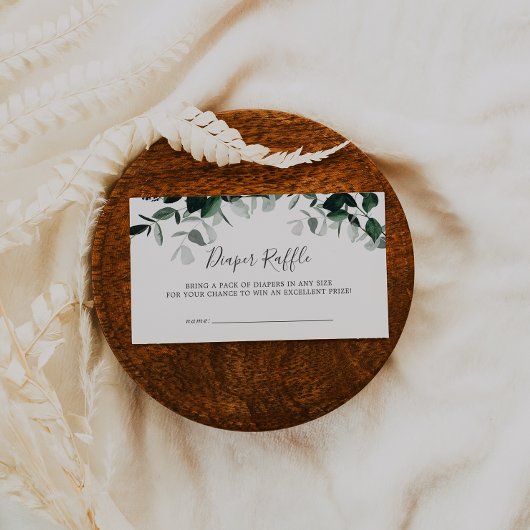 Carte D'accompagnement Baby shower Emerald Greenery Raffle de couches