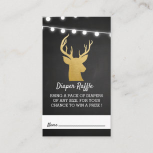Carte D'accompagnement Baby shower   Faux Gold Foil Antler Diaper Raffle