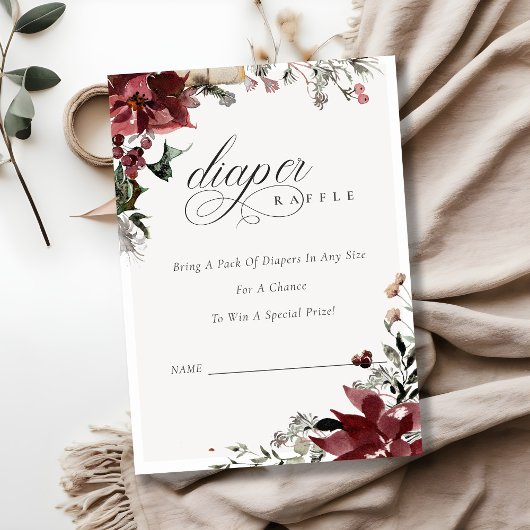 Carte D'accompagnement Baby Shower Fête de Fleurs Couches Rafle d'Hiver
