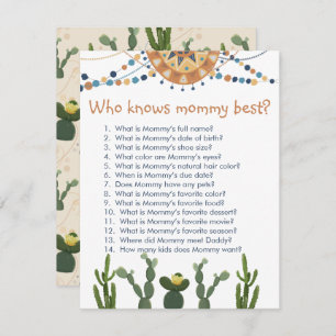 Carte D'accompagnement Baby shower Fiesta cactus