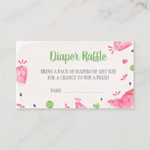 Carte D'accompagnement Baby Shower Fille au Pastèque Jeu de Diaper Raffle