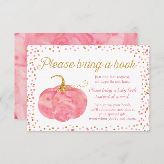Carte D'accompagnement Baby shower fille Citrouille Aquarelle Apportez un (Devant / Derrière)