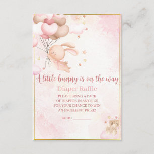 Carte D'accompagnement Baby Shower Fille Lapin Tirage au Sort Couches
