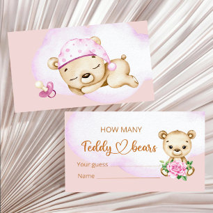 Carte D'accompagnement Baby shower fille ours en peluche