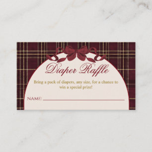 Carte D'accompagnement Baby Shower Fille Ours en Peluche Nœud à Carreaux 