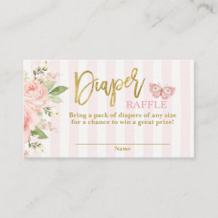 Carte D'accompagnement Baby shower fille papillon Diaper Raffle