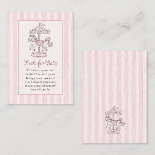 Carte D'accompagnement Baby Shower Fille Rayures Aquarelle Rose Tendre