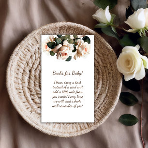 Carte D'accompagnement Baby shower fille Rose doux Beige Livres pour bébé