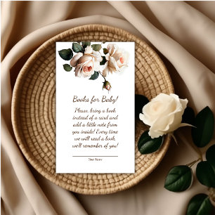 Carte D'accompagnement Baby shower fille Rose doux Beige Livres pour bébé