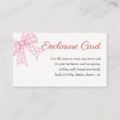 Carte D'accompagnement Baby Shower Fille Ruban Rose Personnalisé  (Devant)