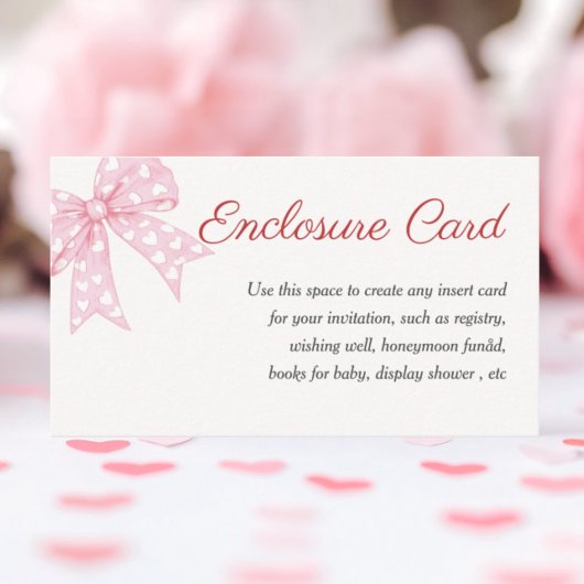 Carte D'accompagnement Baby Shower Fille Ruban Rose Personnalisé 