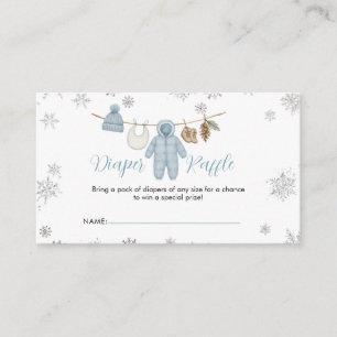 Carte D'accompagnement Baby Shower Filleul Hiver Bleu Tirage au Sort Couc