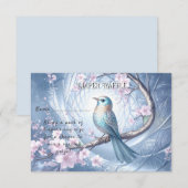 Carte D'accompagnement Baby Shower Fleur Bleu Oiseau (Devant / Derrière)