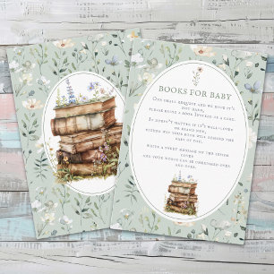 Carte D'accompagnement Baby shower Fleur sauvage, Apportez un livre pour 