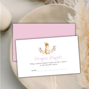 Carte D'accompagnement Baby shower Fleur sauvage de chair de lapin rose