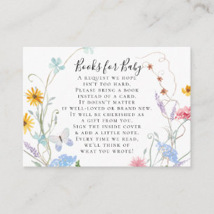 Carte D'accompagnement Baby shower Fleur sauvage Floral Bee Books