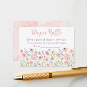 Carte D'accompagnement Baby shower Fleur sauvage Pastel rose Repas de cou