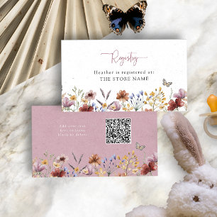 Carte D'accompagnement Baby shower Fleur sauvage rose