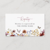 Carte D'accompagnement Baby shower Fleur sauvage rose (Devant)