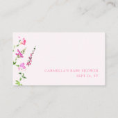 Carte D'accompagnement Baby shower Fleur sauvage  rose carreau (Dos)