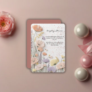 Carte D'accompagnement Baby shower Fleur sauvage rose dévêtu