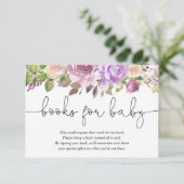 Carte D'accompagnement Baby shower fleuri lavande violette demande (Debout devant)