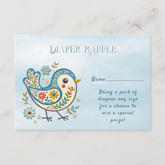 Carte D'accompagnement Baby shower Floral aux oiseaux bleus (Devant)
