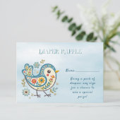 Carte D'accompagnement Baby shower Floral aux oiseaux bleus (Debout devant)