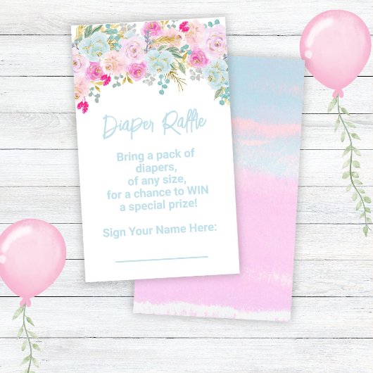 Carte D'accompagnement Baby shower floral bleu chevalier