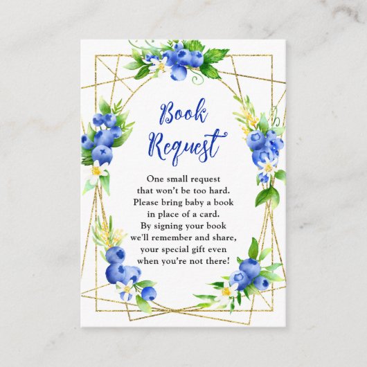 Carte D'accompagnement Baby shower floral bleuet demande de réservation (Devant)