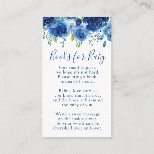 Carte D'accompagnement Baby shower Floral Blue Books (Devant)