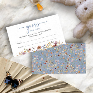 Carte D'accompagnement Baby shower Floral Boho Bleu