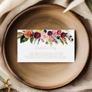 Carte D'accompagnement Baby shower Floral Boho Gold Demande