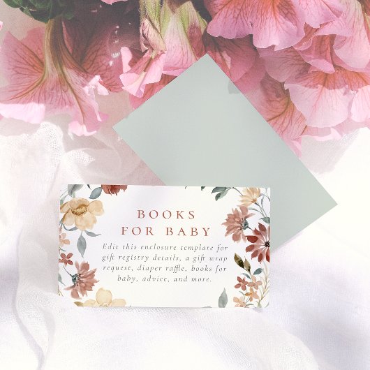 Carte D'accompagnement Baby shower Floral Fleur sauvage aquarelle