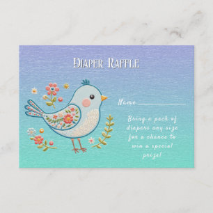 Carte D'accompagnement Baby shower Floral Little Blue Bird