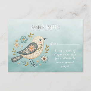 Carte D'accompagnement Baby shower Floral Little Green Bird