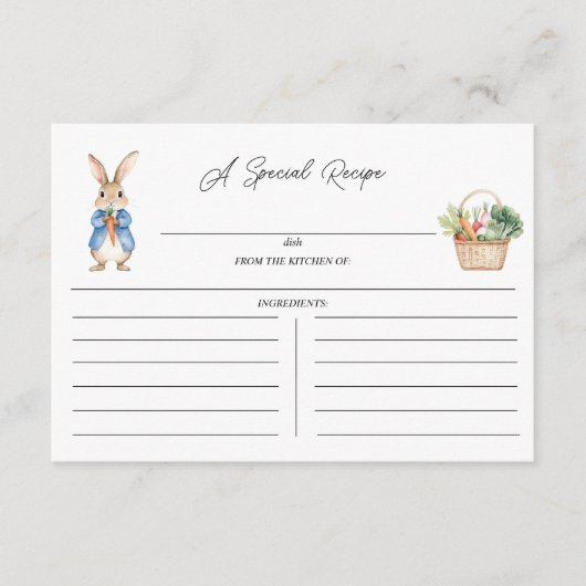Carte D'accompagnement Baby shower Floral Peter Rabbit Enclôture de recet (Devant)
