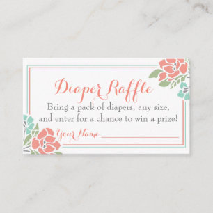 Carte D'accompagnement Baby shower floral Refouler Billet Coral Turquoise