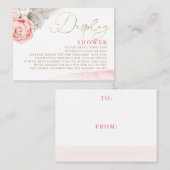 Carte D'accompagnement Baby shower Floral rose - douche d'affichage (Devant / Derrière)