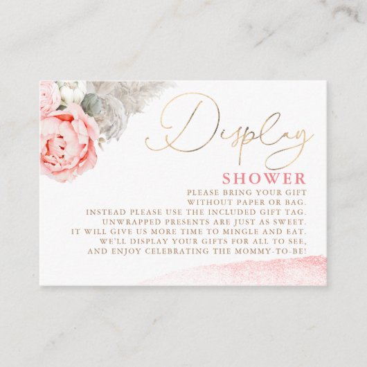 Carte D'accompagnement Baby shower Floral rose - douche d'affichage (Devant)