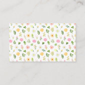 Carte D'accompagnement Baby shower floral rose et jaune Raffin (Dos)
