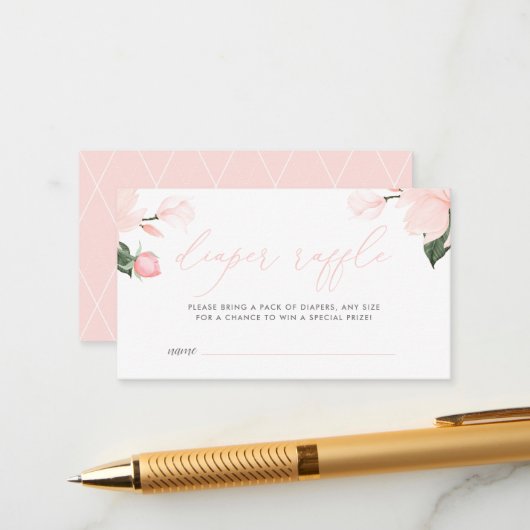 Carte D'accompagnement Baby shower floral rose pâle Raffin (Devant/Arrière en situation)