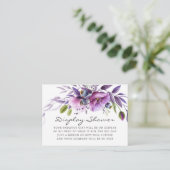 Carte D'accompagnement Baby shower Floral Violet douche (Debout devant)
