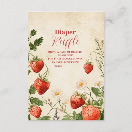 Carte D'accompagnement Baby shower fraise Berry Sweet Diapper Raffe (Devant)