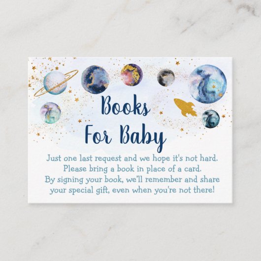 Carte D'accompagnement Baby shower Galaxy Blue Gold Demande de réservatio (Devant)