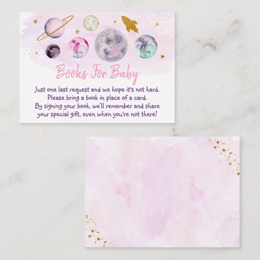 Carte D'accompagnement Baby shower Galaxy Pink Gold (Devant / Derrière)