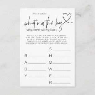 Carte D'accompagnement Baby shower Games Devine Ce Qui Se Trouve Dans La 